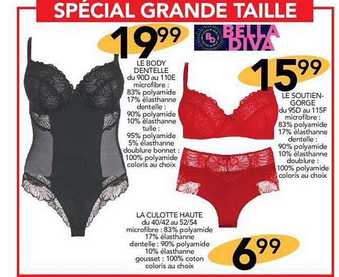le body dentelle bella diva, la culotte haute bella diva, le soutien-gorge bella diva
