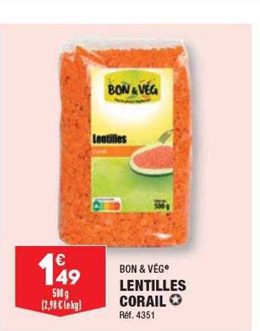 Lentilles Corail Bon & Vég