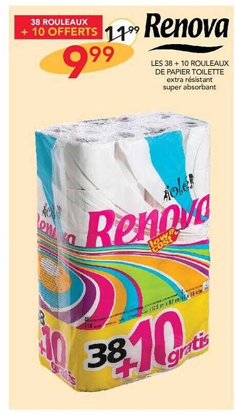 Les 38 + 10 Rouleaux De Papier Toilette Renova