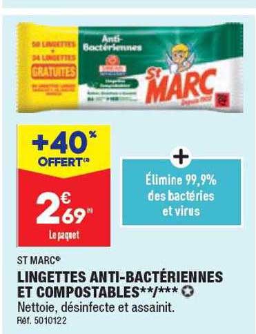 lingettes anti-bactériennes et compostables st marc