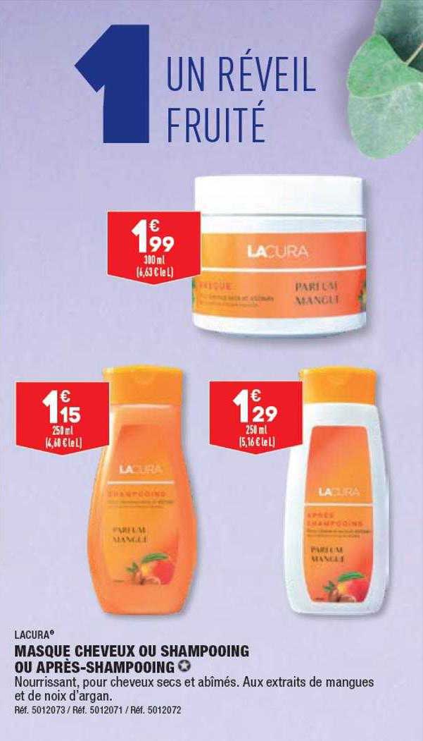 masque cheveux ou shampooing ou après-shampooing lacura