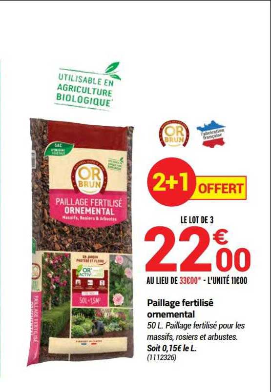 paillage fertilisé ornemental or brun