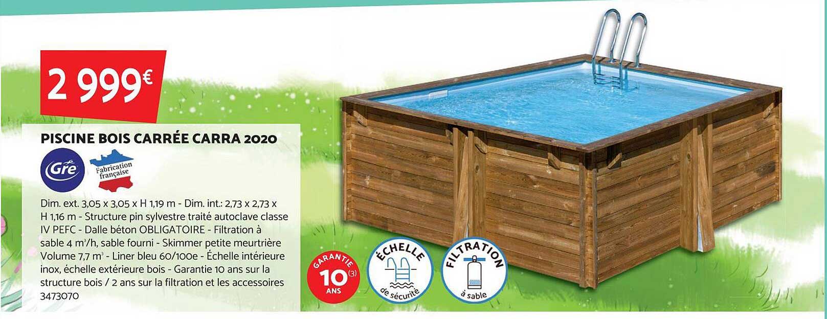 piscine bois carrée carra 2020 gré