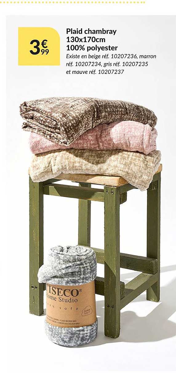 plaid chambray 130 x 170 cm 100% polyester