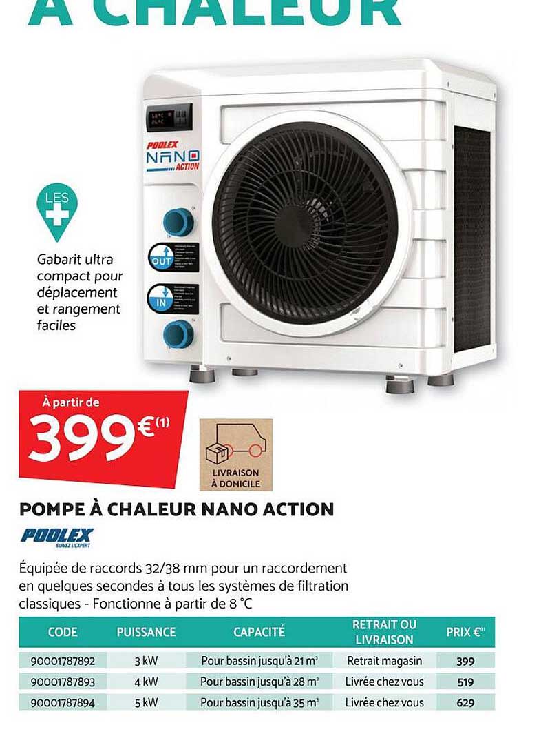 pompe à chaleur nano action poolex