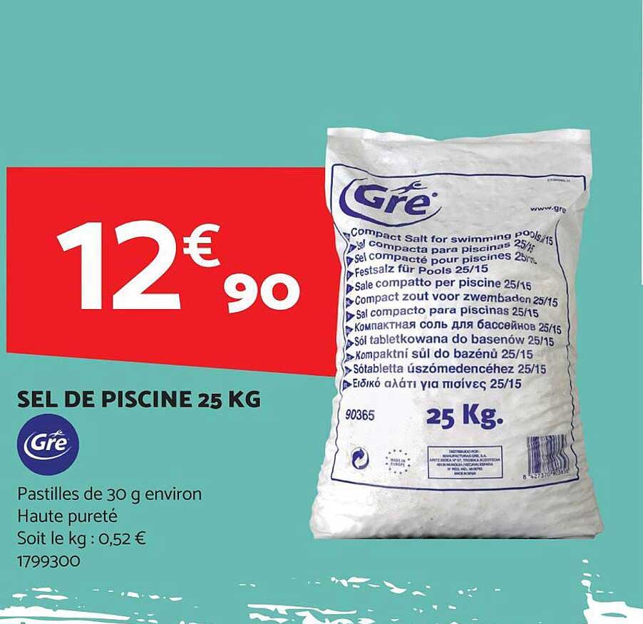 Sel De Piscine 25 Kg Gré