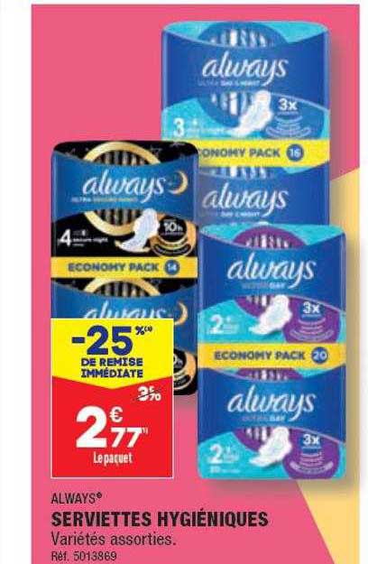 serviettes hygiéniques always