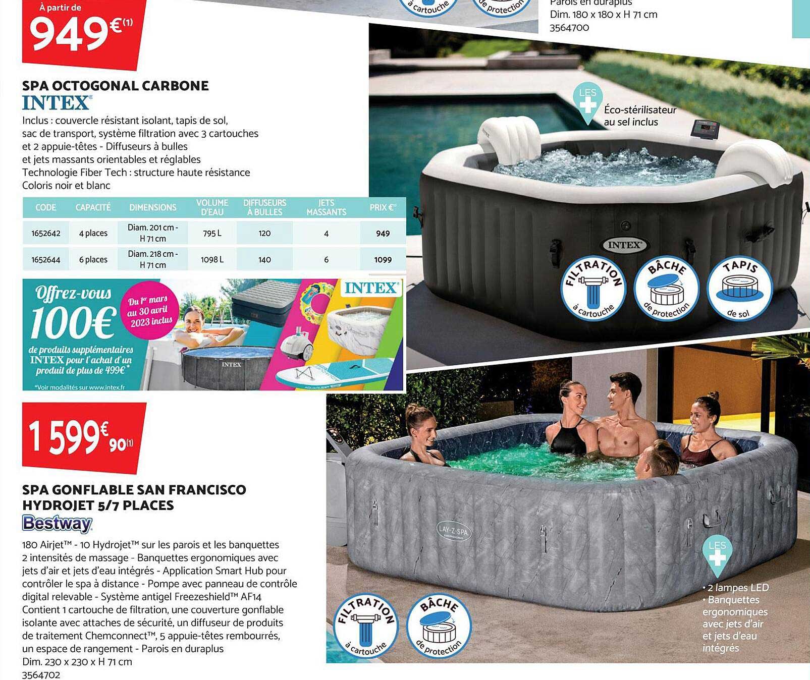 spa octogonal carbone intex, spa gonflable san francisco hydrojet 5-7 places bestway