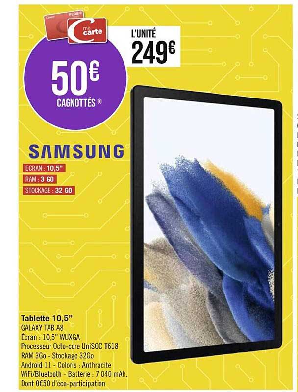 Tablette 10,5" Galaxy Tab A8 Samsung