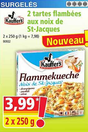 2 tartes flambées aux noix de st-jacques kauffer's