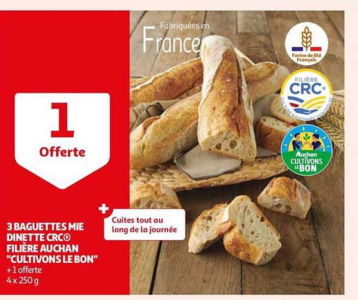 3 baguettes mie dinette crc filière auchan "cultivons le bon"