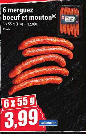 6 merguez bœuf et mouton