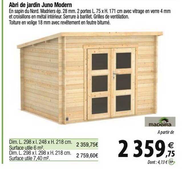 abri de jardin juno modern madeira