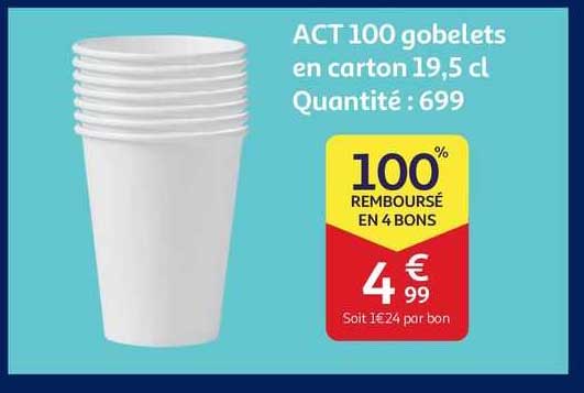 act 100 gobelets en carton 19,5 cl