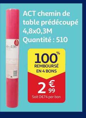 act chemin de table prédécoupé 4,8 x 0,3 m