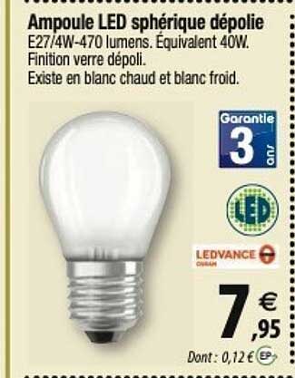 ampoule led sphérique dépolie ledvance