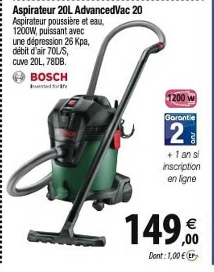 Aspirateur 20l Advancevac 20 Bosch