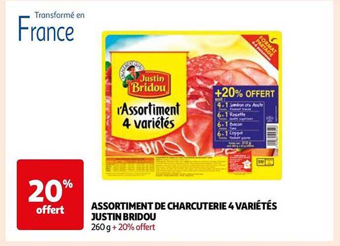 assortiment de charcuterie 4 variétés justin bridou