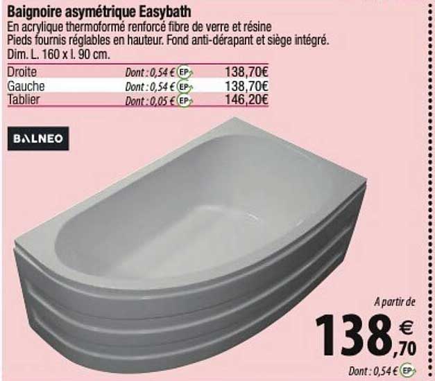 baignoire asymétrique easybath
