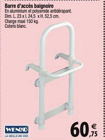 barre d'accès baignoire wenko