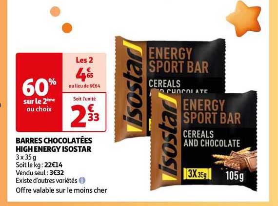 barres chocolatées high energy isostar