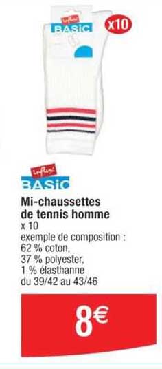 basic mi-chaussettes de tennis homme