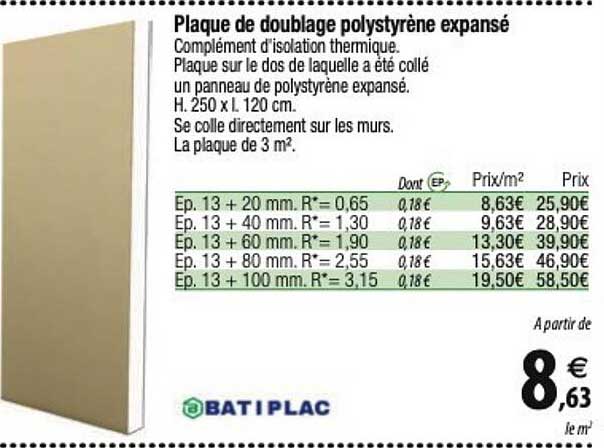 batiplac plaque de doublage polystyrène expansé