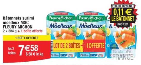 bâtonnetts surimi moelleux msc fleury michon