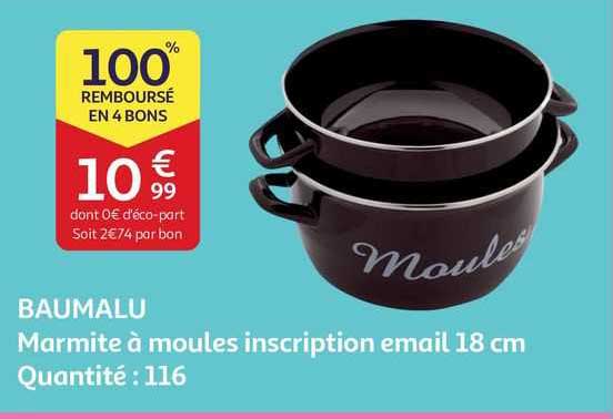 baumalu marmite à moules inscription émail 18 cm