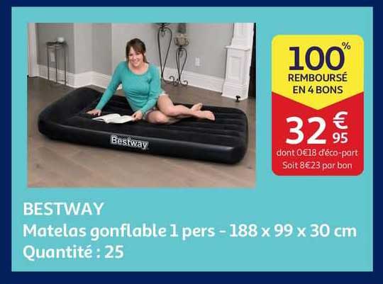 bestway matelas gonflable 1 pers - 188 x 99 x 30 cm