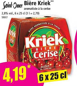 bière kriek aromatisée à la cerise saint-omer