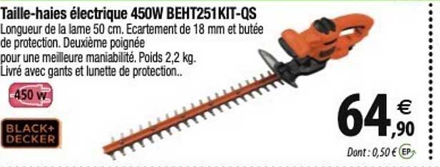Black+decker Taille-haies électrique 450w Beht251kit-qs