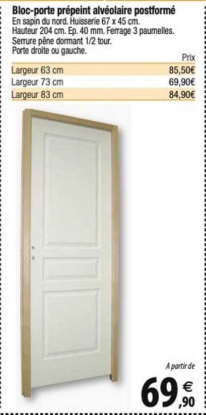 bloc-porte prépeint alvéolaire  postformé