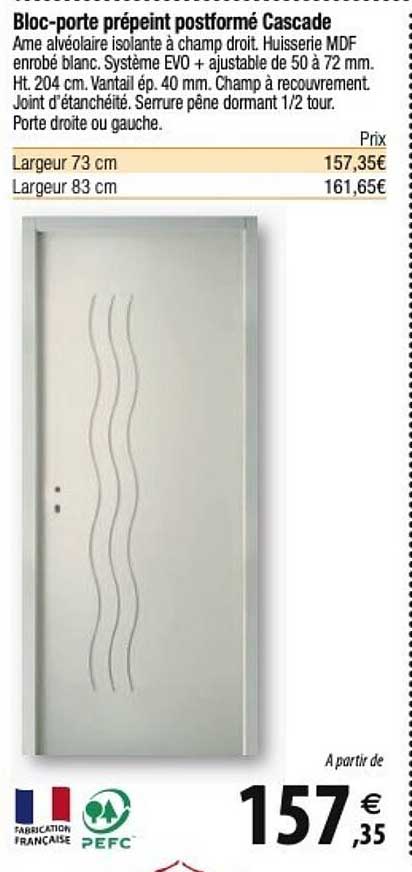 bloc-porte prépeint postformé cascade