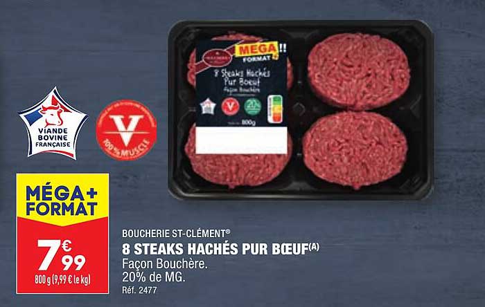 Boucheries St-clément 8 Steaks Hachés Pur Bœuf