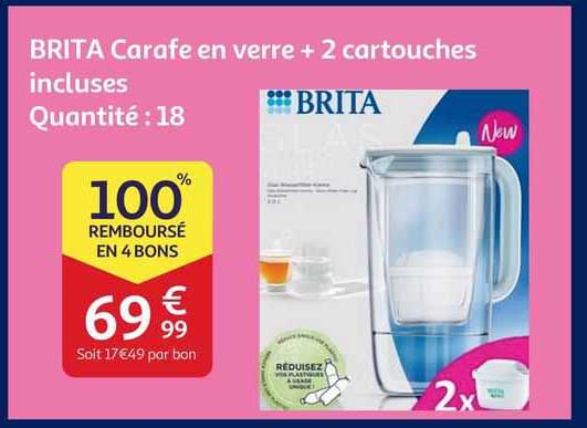 brita carafe en verre + 2 cartouches incluses