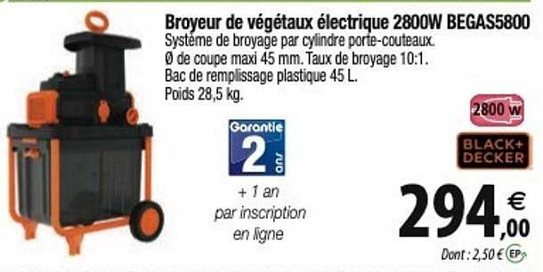 broyeur de végétaux électrique 2800w bega5800