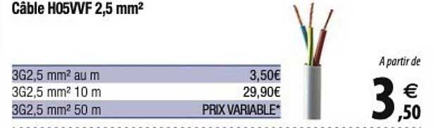 câble h05vvf 2.5 mm2