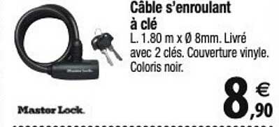 câble s'enroulant à clé master lock