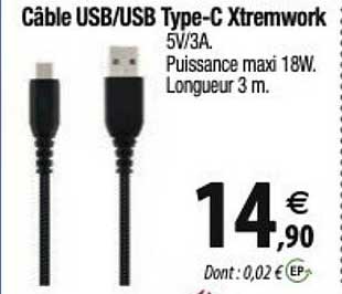 câble usb/usb type-c xtremwork