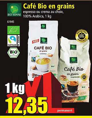 café bio en grains bio sonne