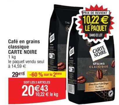 café en grais classique carte noire