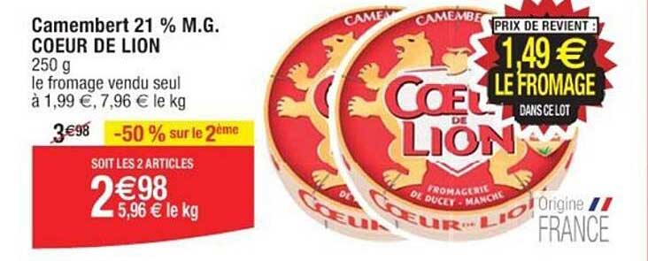 Camembert 21% Mg Coeur De Lion