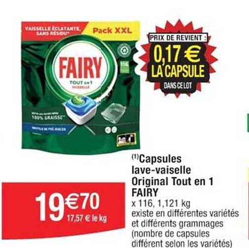 capsules lave-vaisselle original tout en 1 fairy