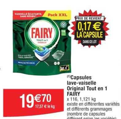 capsules lave-vaisselle original tout en 1 fairy
