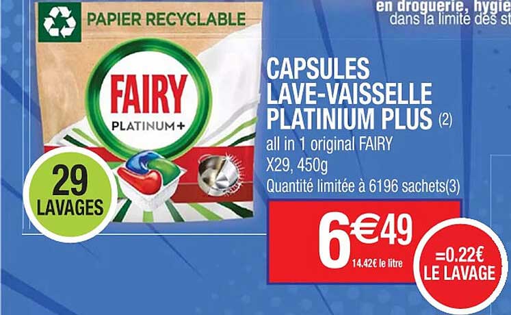 capsules lave-vaisselle platinium plus fairy