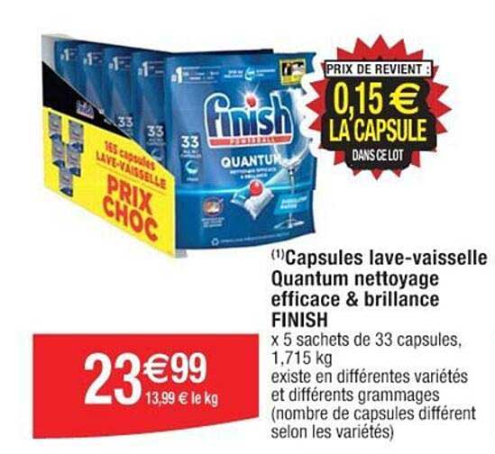 capsules lave-vaisselle quantum nettoyage efficace & brillance finish