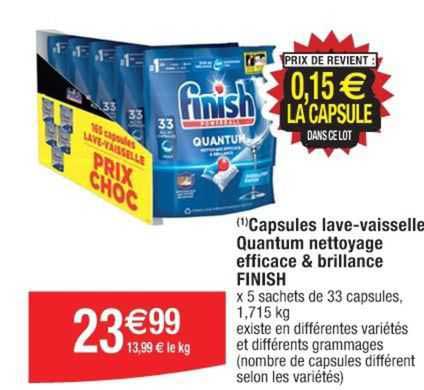 capsules lave-vaisselle quantum nettoyage efficace & brillance finish
