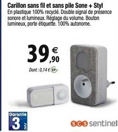 carillon sans fil et sans pile sone + styl scs sentinel