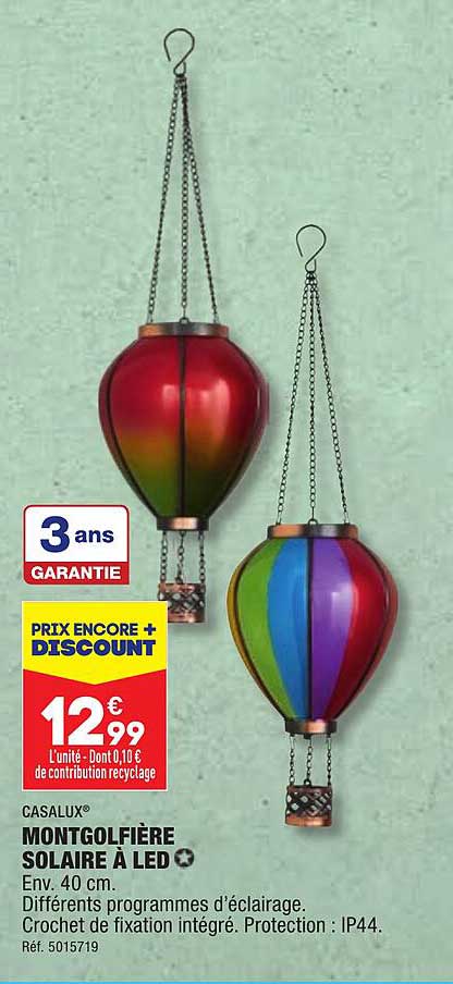 Casalux Montgolfière Solaire à Led